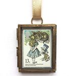 Alice in Wonderland Vintage Postage Stamp Hanging Miniature Frame Keepsake Gift