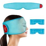 Comfytemp Cooling Eye Mask with Larger Coverage, Microwave Heated Eye Mask with 2 Reusable Gel Eye Packs, Hot & Cold Compress for Dry Eyes, Ice Face Mask for Puffy Eye, Blepharitis, Headache, Migraine