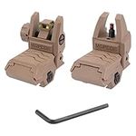 Flip Up Sights - Fiber Optic Red Green Dot Sights Folding Polymer Sights for Picatinny Rail Adjustable Front and Backup Sights Set (S)