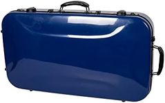 Crossrock Fiberglass Double Case-Fits A/F Style Mandolin and 4/4 Violin-Includes TSA Lock, Protective Blanket, Hygrometer, Removable Shoulder Straps-Navy Blue (CRF2020MVNVBL)