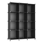 AWTATOS Cube Storage Organizer Modular Storage 12 Cube Bookshelf DIY Plastic Closet Storage Shelves with Wooden Mallet, Ideal Storage Solution for Home, Office, Bedroom, Black