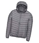 Mens Down Jacket with Hood Down Coat Lightweight Puffer Jacket Mens Hooded Ultra Light Packable Down Filled Jackets Men's Stand Collar Padded Puffa Slim Fit Quilted Jackets Bubble Coats Parka Gray