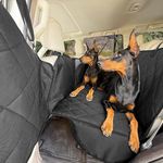 4Knines Hard Bottom Car Seat Cover for Dogs – Waterproof Back Seat Extender – Heavy Duty Car Seat Protector for Cars, SUVs, Trucks – Built-in EZ Open Door Protection (Patent Pending) - Black, Regular