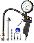 Tire Inflator with Pressure Gauge – Large Glow Dial, Swivel Air Chuck with Gauge and Air Compressor Accessories – 100 PSI