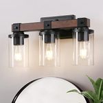 EDISHINE Farmhouse Vanity Lights for Bathroom, 3-Light Bathroom Vanity Lights Over Mirror, Wall Sconce with Clear Glass Shades for Bathroom, Vanity Table, Living Room(E26 Base)