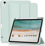 KVTVOU New iPad Air 11-inch (M2) 2024 Case, iPad Air 5th Gen (2022) / Air 4th Gen (2020) 10.9 inch Case with Pencil Holder, Smart Slim Trifold Stand Soft Back Cover, Auto Sleep/Wake, Tender Green