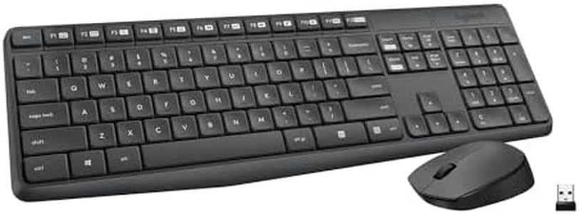 Logitech MK235 Wireless Keyboard and Mouse Combo for Windows, USB Receiver, 15 FN Keys, Long Battery Life, Compatible with PC, Laptop