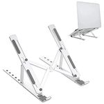 Pole Tip Adjustable Laptop Stand For Desk, Aluminium Portable Laptop Riser Holder, Cooling Stand (10"-15.6") Compatible With Macbook Pro/air, Hp, Lenovo, Sony, Dell, Notebook Tablets Computer (Silver)