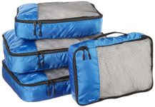 Amazon Basics Packing Cubes for Suitcases, Travel Organisers, Zipper, 4-Piece Set Bags, 2 Large and 2 Medium, Blue