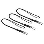 PATIKIL Paracord Lanyard with Clasp 19 Inch, 3 Pack Necklace Keychain Cord Metal Hook Strap for Keys Whistle ID Card Badge Holder, Black