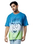 The Souled StoreOfficial Courage: Oops Multicolored Color Men Oversized T Shirts for Men Baggy Off-Shoulder Loose Fit Relaxed Drop Shoulder Half Sleeve Round Neck Back Printed