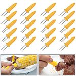 20PCS Corn Holders, Stainless Steel Corn Holder Twin Prong Sweetcorn Holder Corn on The Cob Skewers Fruit Fork for Kitchen Tool Outdoor Home BBQ Cooking