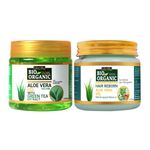 INDUS VALLEY Bio Organic Non-Toxic Aloe Vera Gel & Hair Reborn Gel for Acne, Scars, Glowing & Radiant Skin Treatment (175+175=350g)