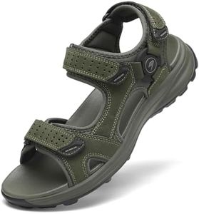 FLARUT Men's Sport Sandals Outdoor Hiking Sandal Open Toe Walking Sandals for Summer Beach Water Shoes(Green-a,46)