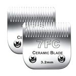 2Pack 7FC Blade Detachable Pet Dog Grooming Clipper Blades, Compatible with Andis Dog Clipper/Most Oster A11/Wahl KM Series Pet Clippers