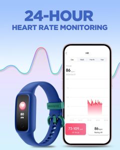 BIGGERFIVE Kids Fitness Tracker Watch, Ages 5-15 – Heart Rate, Sleep, Waterproof, Blue