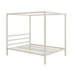 DHP Modern Canopy Bed with Built-in Headboard, Classic Design, Queen Size, White