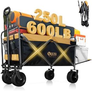 QEZER Collapsible Folding Wagon with Tailgate and Brake, Duty Utility Cart