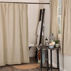 VHC Brands Sawyer Mill Charcoal Shower Curtain, Coal Black