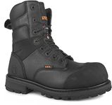 STC Footwear Duncan II Men’s 8” Waterproof Leather Work Boots, Black – Slip Resistant Traction on Wet & Icy Surfaces, Size 10