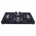 Elica Slimmest 4 Burner Gas Stove With Double Drip Tray And Forged Brass Burners (694 Ec Ct Vetro 2J (Tkn Crown Dt Mi)) - Open