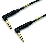 Sonic Plumber Black and Gold 6.35mm (1/4inch) TRS Jack Right Angled Balanced Interconnect Cable with Cable Tie (15m / 49.2ft)