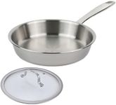 Alva Maestro 5-Ply Stainless Steel Frying Pan with Glass Lid, 9.5 Inch Skillet, Induction Compatible, Oven Safe, Even Heat Cooking Pan for Searing, Sautéing & Everyday Cooking