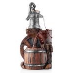 Alpine Corporation 24" Tall Outdoor 3-Tier Old-Fashioned Pump Barrel Fountain Yard Art Decor Brown and Gray