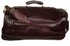 HYATT Leather Accessories Leather 14.17 inches Soft Trolley Bag (HDT04_Brown)