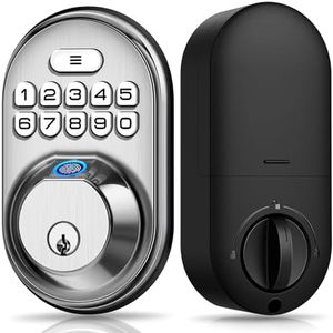Veise Fingerprint Door Lock, Keyless Entry Lock Keypad Deadbolt with 20 Fingerprint, Anti Peeping Password, Auto Keyed Entry, Smart Locks for Front Door, Easy Install, Satin Nickel