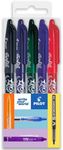 Pilot Frixion Heat/Friction Erasable Rollerball Pen FR7 - Medium Line 0.7mm Tip Nib - Essential Wallet Pack of 5 - Black, Blue, Red, Green & Violet