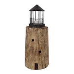 Nautical Decor Decorative Lighthouse Lantern Metal and Wood Candle Holder Ocean-Themed Home Decor - Rustic Garden Decoration Indoor Outdoor Tea Light Holder Lanterns for Party (M)