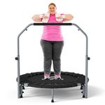 CLORIS 40''/48'' Foldable Fitness Trampoline - Max Load 400lbs / 450lbs, Rebounder with Adjustable Foam Handle Indoor/Outdoor Fitness Body Exercise (40'' Black-2)