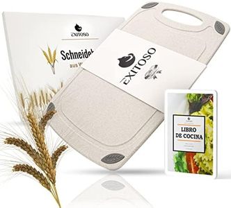 EXITOSO Tabla de Cortar Cocina de Paja de Trigo Antibacteriano y Apto para Lavavajillas - Tablas para Cocina Cortar Antideslizante con Ranura para el Jugo - Tabla de Corte Sostenible - Cutting Board