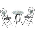 Outsunny 3-Piece Patio Bistro Set with Folding Chairs, Outdoor Coffee Set with Mosaic Top for Backyard, Balcony, Poolside, Green