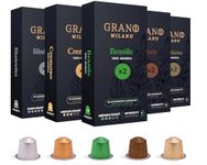 Grano Milano NEW Aluminum Variety Pack-100 Coffee Pods| Compatible with Nespresso Original line | Made in Italy | Medium & Dark Roast | Be a Barista in one touch, (100 Pods),