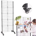 ODOXIA Grid wall | Black Metal Display Rack With Wheels | Display Racks For Craft Shows | Space-saving Gridwall Panels & Units | Retail Panel | Portable Retail Grid