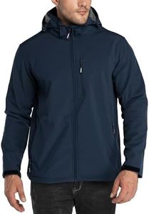 Outdoor Ventures Men's Lightweight Softshell Jacket Fleece Lined Hooded Water Resistant Winter Hiking Windbreaker Jackets
