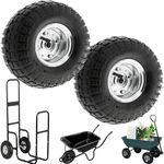 Buystarget 2X 10in Wheelbarrow Wheel Tyres Pneumatic Puncture Proof Solid Wheelbarrow Trailer Tires Garden Truck Wheel Replacement Tyre Trolley Wheel for Lawn Trolley Wagon Barrow Cart Trailer Truck