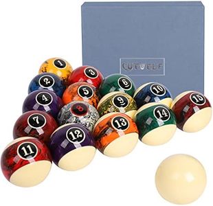 CUEELF Billiard Ball Set 2-1/4 Inch 16 Balls for Pool Tables Professional Pool Balls (BBS-Marble)