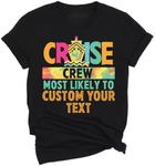 Custom and 40 Quotes Most Likely to Cruise Crew Shirt, Custom Family Matching Cruise Vacation T-Shirt, Funny Group Tee, Youth Black Small