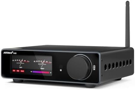 AIYIMA A80 Bluetooth Stereo Amplifier DAC HiFi Home Audio Component TPA3255 with PFFB,2 Channel Hi-Res Class D Power Amp | PC-USB COA Opt Inputs,Digital VU Meter | Pre-Out | TRS Balanced Input |Tone
