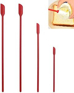 Mini Silicone Spatula Set- Small Rubber Spatula for Makeup- Thin Jar Scraper for Kitchen(4 PACK) (Red)