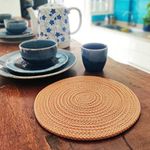 ST SAPROSE ® Polypropylene Round Trivet (3 PCS Set, Size: 23 cm) Pot MAT, Side Table Mat, Machine Washable Small Place Mat for Casserole for Dining Table (9" Dia, Beige)