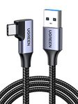 UGREEN USB C Cable 90 Degree USB 3.0 to USB C Fast Charging Cable Right Angle USB Type C Cable Nylon Braided 5Gbps Data Cord for Galaxy S22 S21 S20 S9 A51, Pixel 6, PS5 Controller, LG Velvet, 1.5ft