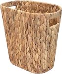 PINXIURY Bathroom Trash Can Wicker Waste Basket with Built-in Handles Water Hyacinth Hand Woven Garbage Can for Bedroom Office Kitchen 100% Handmade