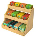 CALM COZY Bamboo Tea Bag Organizer Wood Tea Box Tea Bag Holder Storage Box Coffee Wooden Condiment Rack for Home, Office or Café