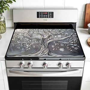 AOHMPT Multi-Design Stove Cover for Glass/Electric Stoves - 3-in-1 Heat-Resistant Protector Mat, Non-Slip Drying Rack30"L x 21"W