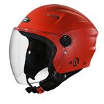 STUDDS RAY ISI Certified Open FACE Helmet for Men and Women with D - Ring Lock (Red-M)