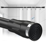 Black Shower Curtain Rod, 48-96 inch Extra Long Heavy Duty Bathroom Spring Tension Curtain Rod, Adjustable Tension Rod with Shower Rod Holder for Closet Rods Windows No Drilling